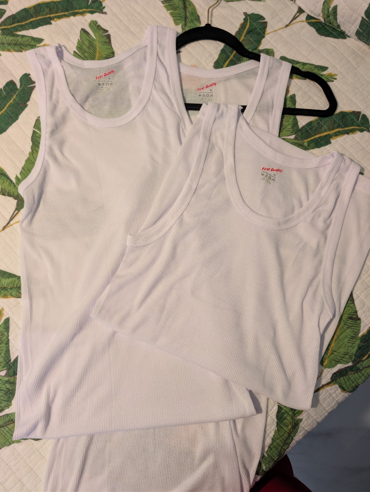 3Pack First Quality White Ribbed Tank Top XL Fits Smaller S/M Stretch Cotton gallery