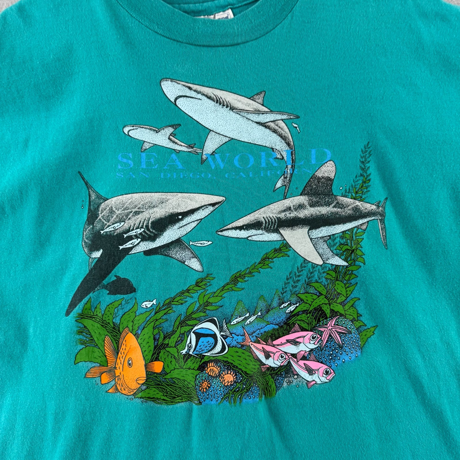 Vintage Sea World Shirt Mens XL Hanes Beefy Tee Single Stitch 90s Sharks USA gallery