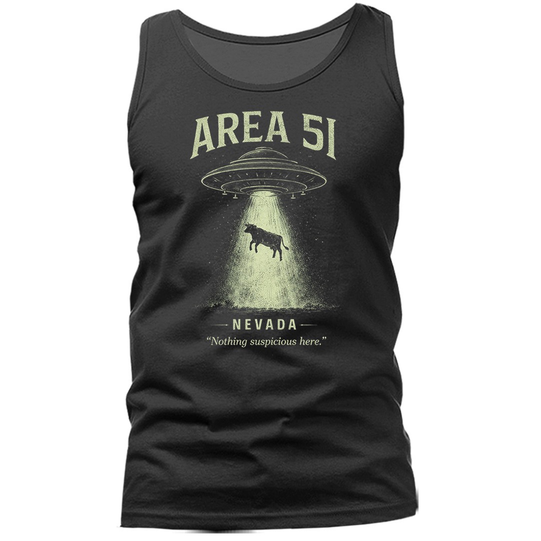 Area 51 UFO Alien Abduction Cow Nevada Sci Fi Humor Tank Top gallery