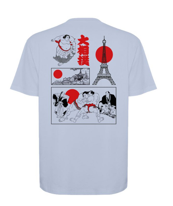 Japan x Paris Sumo Blue T-Shirt - Traditional Artwork Edition gallery