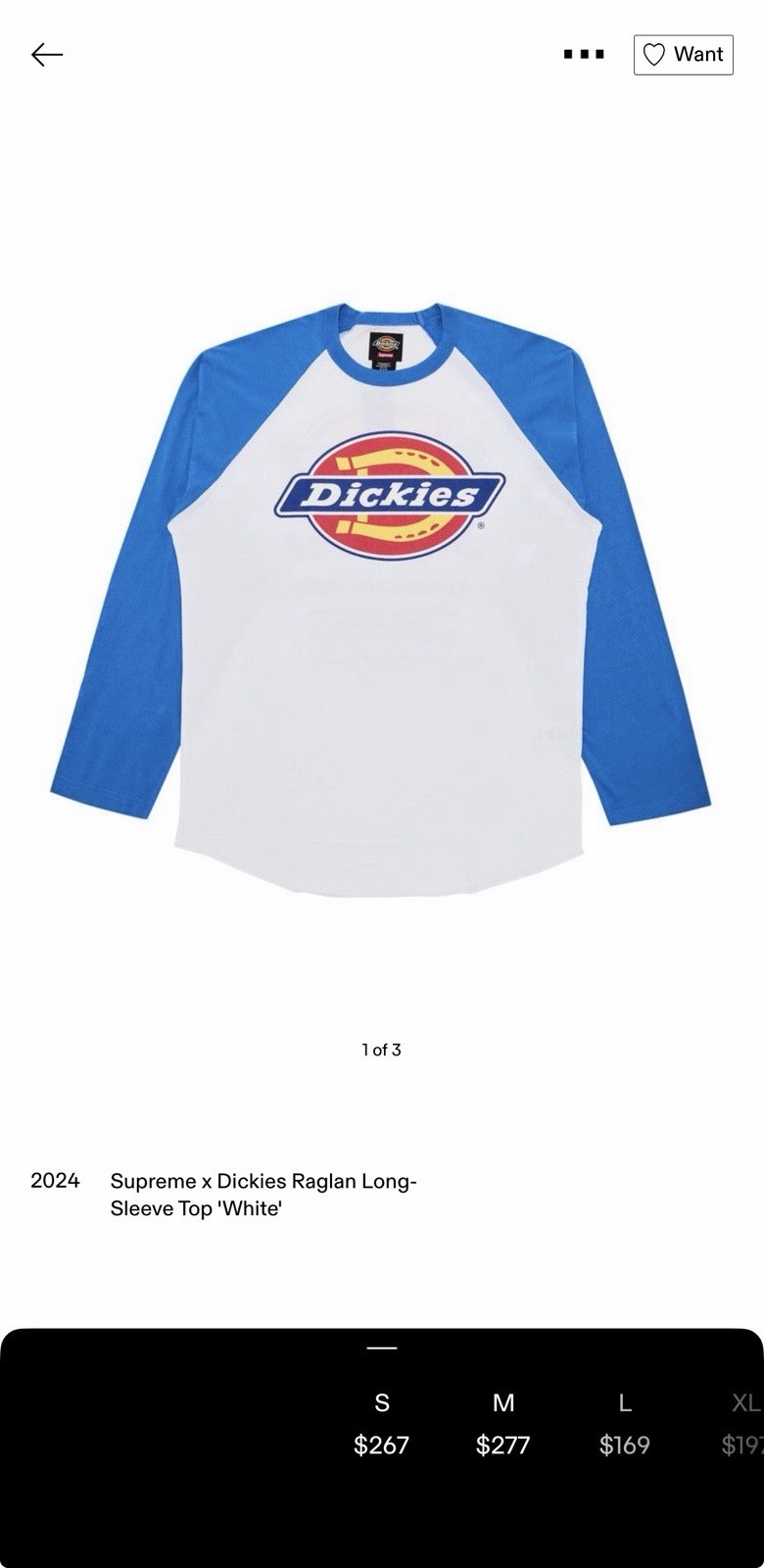 Dickies Supreme Fw24 Baseball Top Size Small Brand New gallery