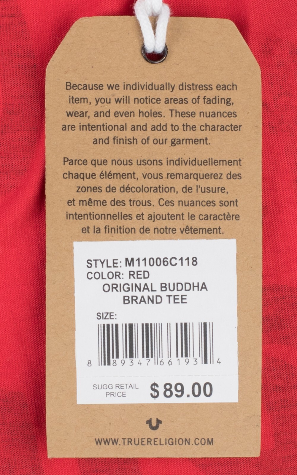 $89 TRUE RELIGION Red ORIGINAL BUDDHA FACE Short Sleeve Designer Graphic T-shirt gallery
