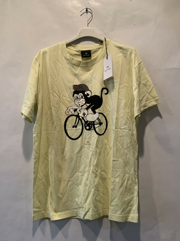PAUL SMITH MENS REGULAR FIT GREEN COTTON TSHIRT MONKEY CYCLE SIZE M gallery