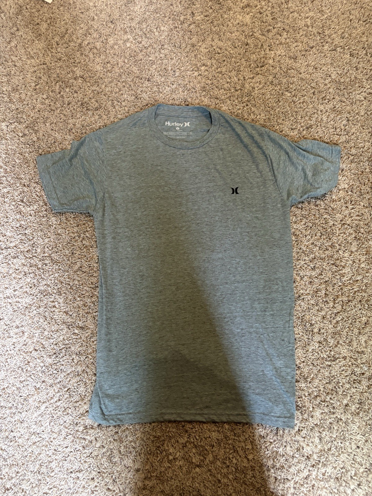 Hurley Men’s Gray Logo Crew Neck Short Sleeve Cotton Blend Knit Tee S
