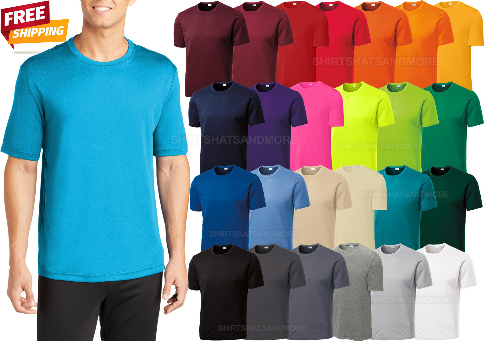 Mens TALL T-Shirt Moisture Wick Dri Fit Performance Tee MANY COLORS LT-4XLT NEW! gallery