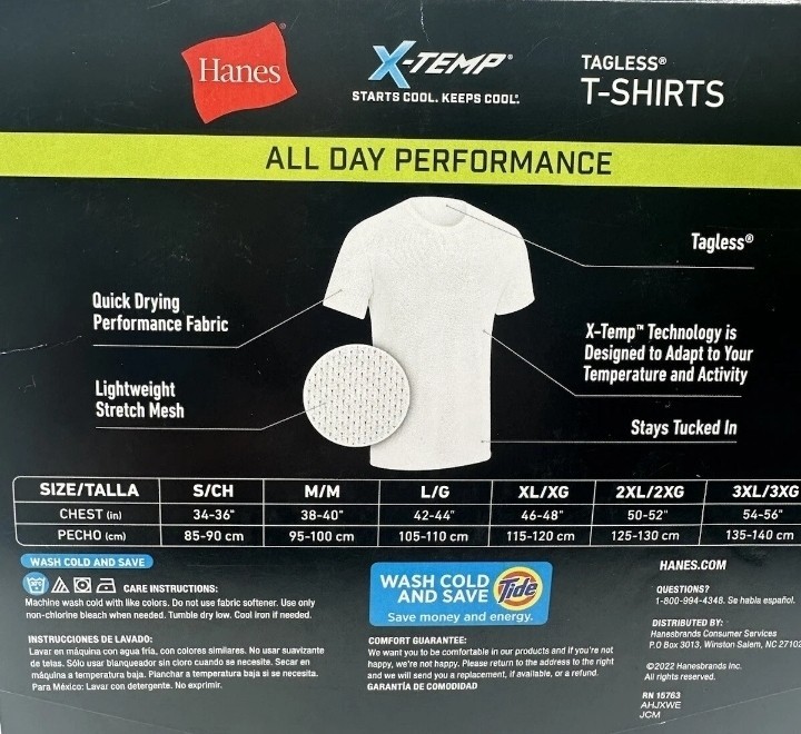 Hanes Men's X-Temp All Day Breathable Mesh Crewneck Undershirts 3-Pack Large gallery