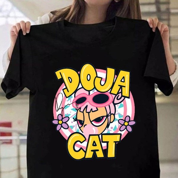 Caricature Cartoon Doja Cat Signature Shirt Short Sleeve Black Men S-234XL