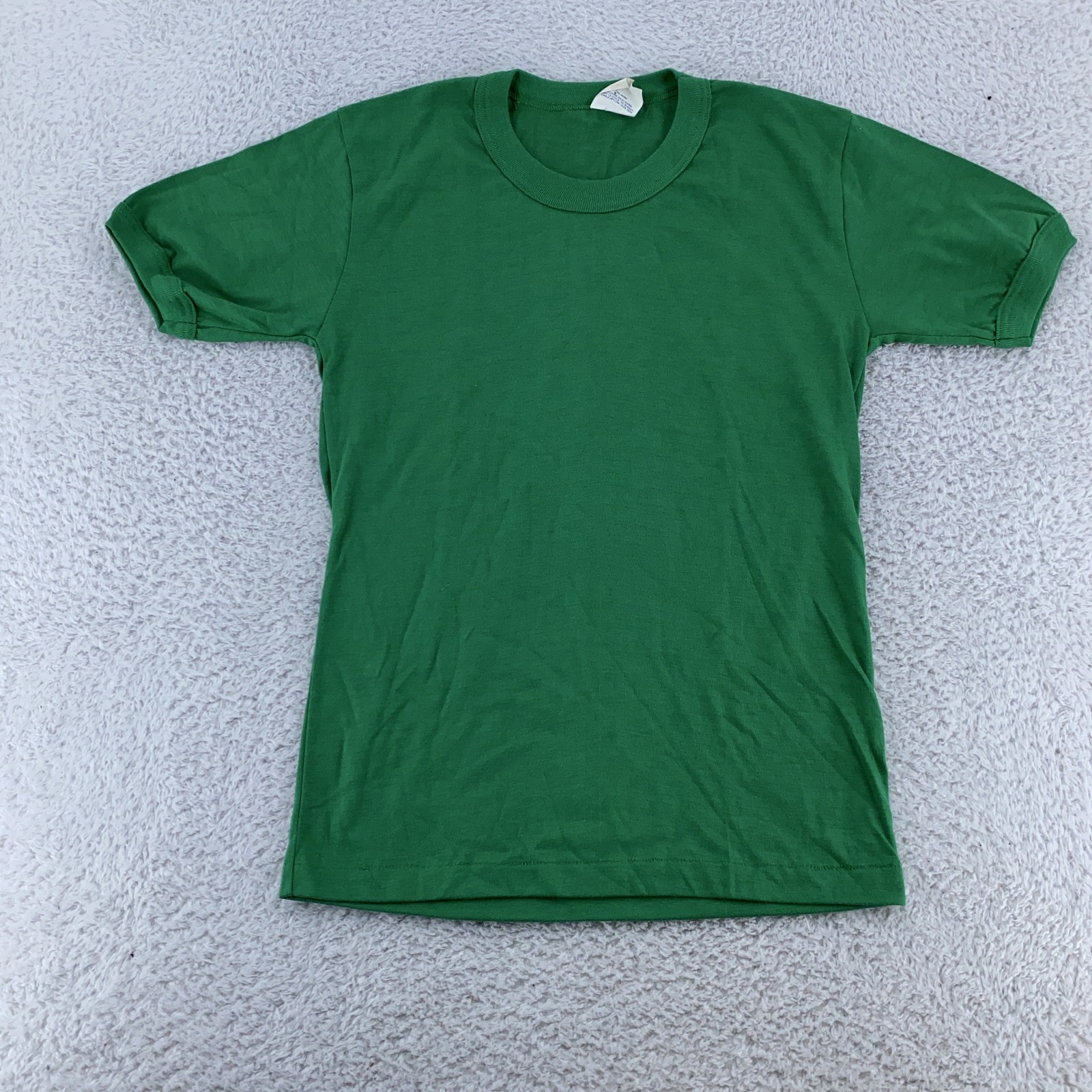Vintage Ricks Blank Green Shirt Mens XXS Ringer 50/50 Poly Cotton Tee Soft 80s gallery