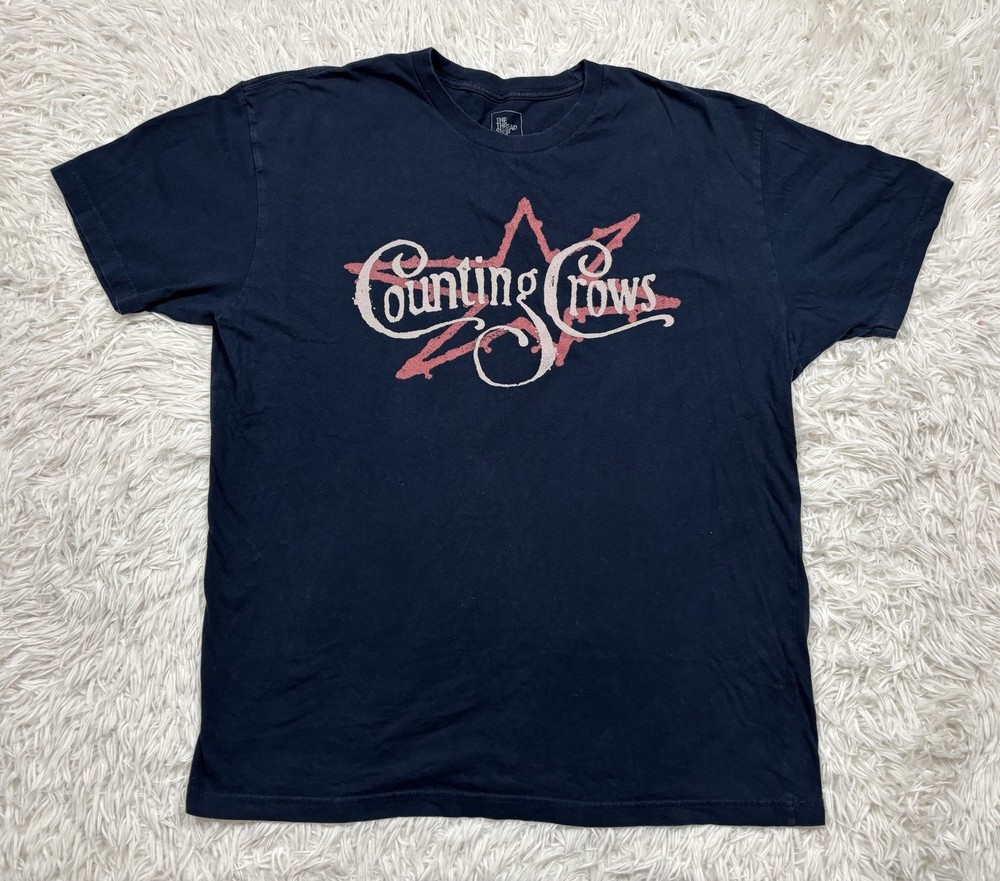 Counting Crows Band T-Shirt XL Black Star Script Logo The Thread Shop Graphic