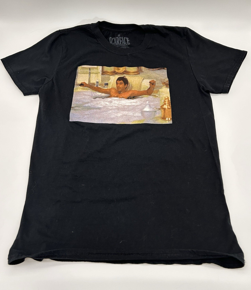 Scarface Men’s Black Graphic Print Logo Crew Neck Tagless T-Shirt Size M
