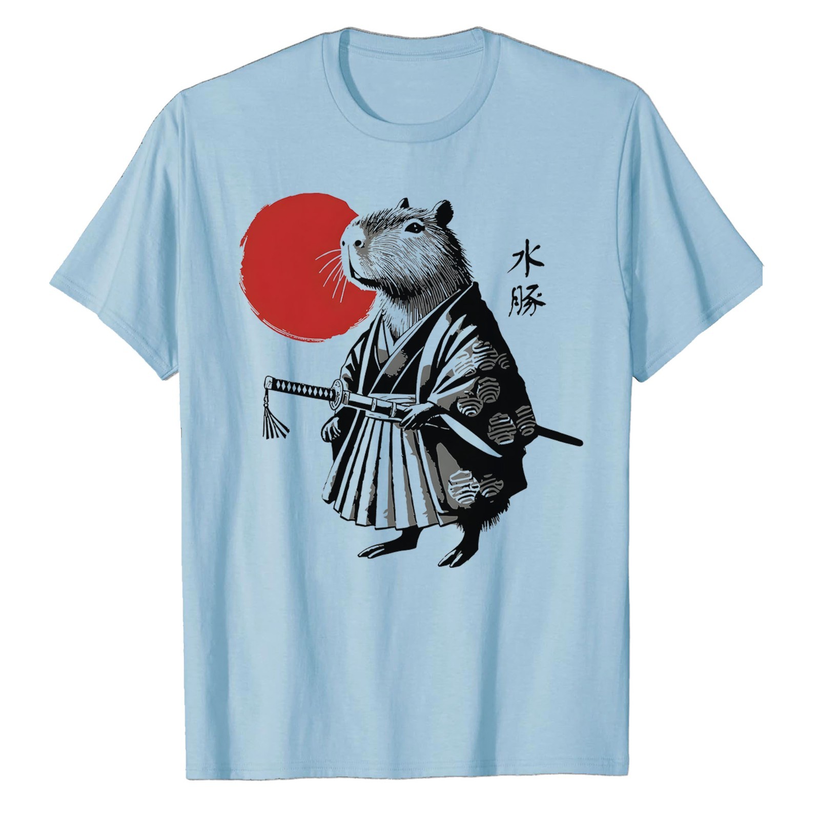 Samurai Capybara Sun Japanese Art T-Shirt Capybara Graphic Tee Funny Animal gallery