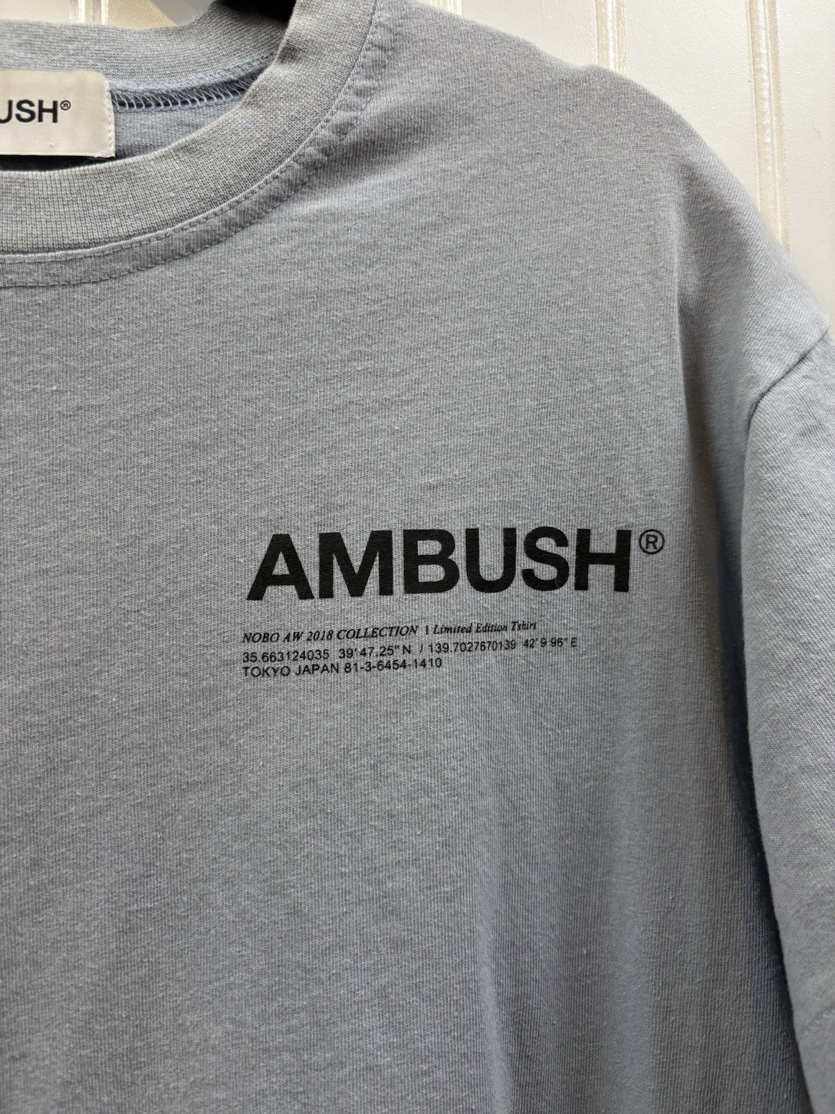 AMBUSH T-Shirt Blue Mens Sz 2 NOBO AW 2018 COLLECTION Limited Edition Japan gallery