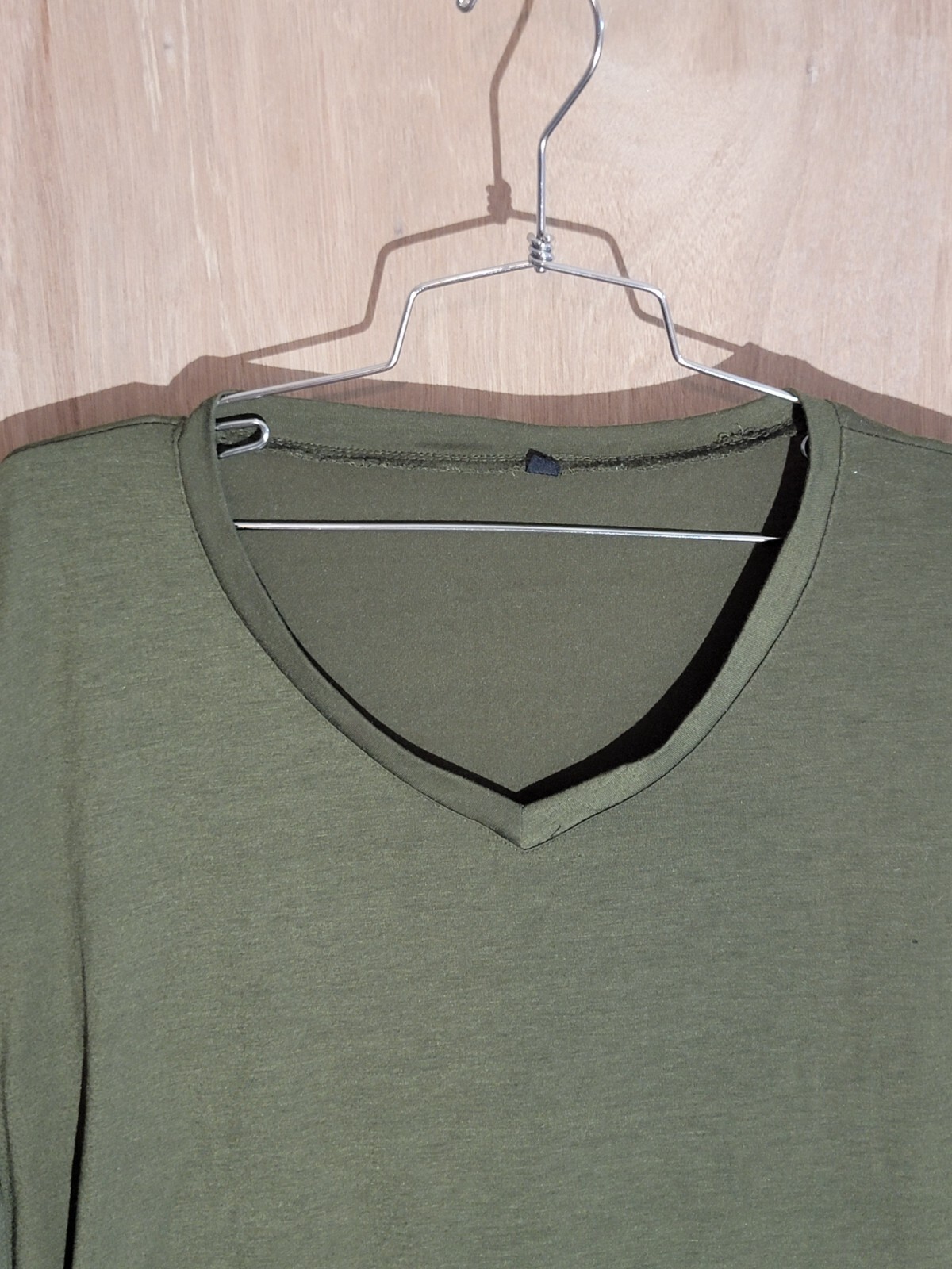 Men’s Hipster Shirt XL Longline V-Neck Short Sleeve Zip Pocket Green gallery