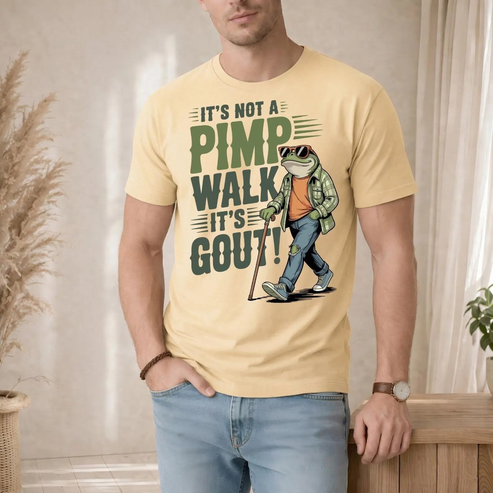 It’s Not A Pimp Walk It’s Gout Frog Shirt, Funny Gout Dad T-shirt gallery