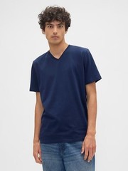 Gap Everyday Soft Shirt Mens Medium Tapestry Navy Blue V-Neck Cotton Jersey Tee