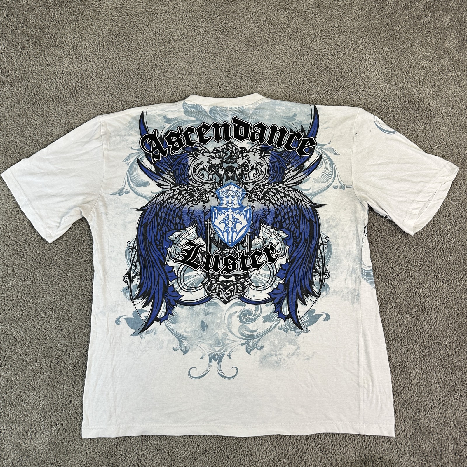 DWNTWN Express Shirt Mens Large White Blue Graphic Ascendance Luster Tattoo Tee gallery