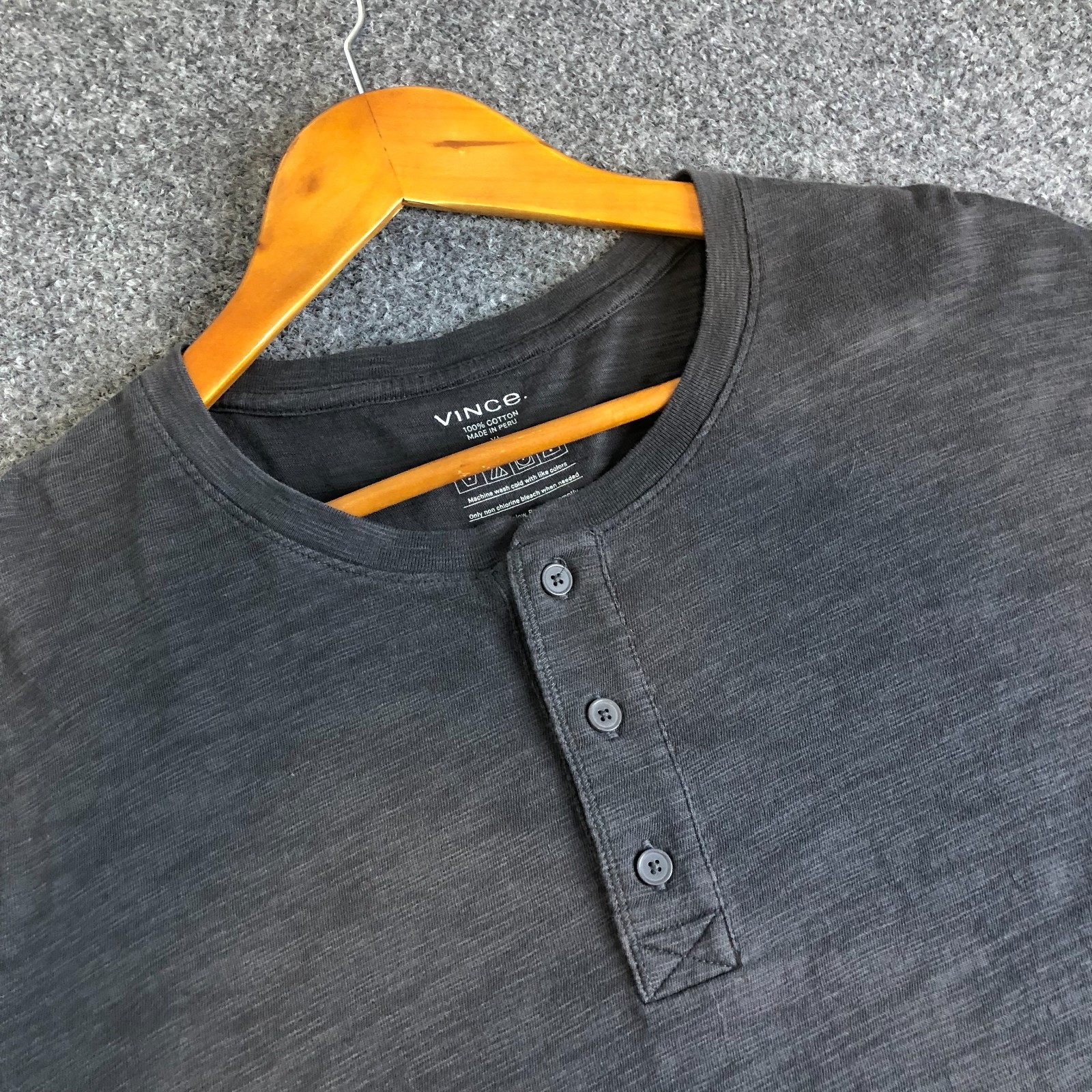 Vince Henly Shirt Mens Extra Large Gray 100% Cotton Short Sleeve Soft Casual