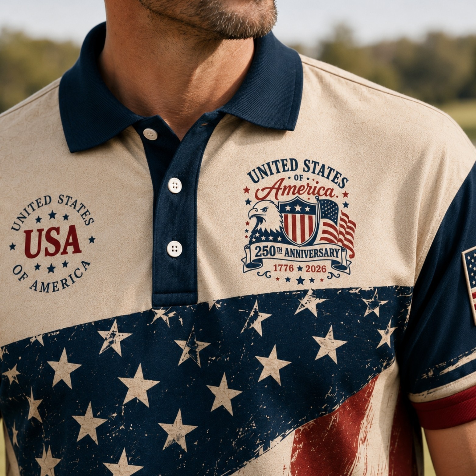 USA 250th Anniversary Golf Shirt 1776-2026 American Flag Patriotic Polo (S-5XL) gallery