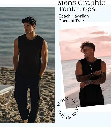 Mens Tank Tops Workout Sleeveless Shirts Quick Dry Polyester Summer T-Shirts Tee gallery