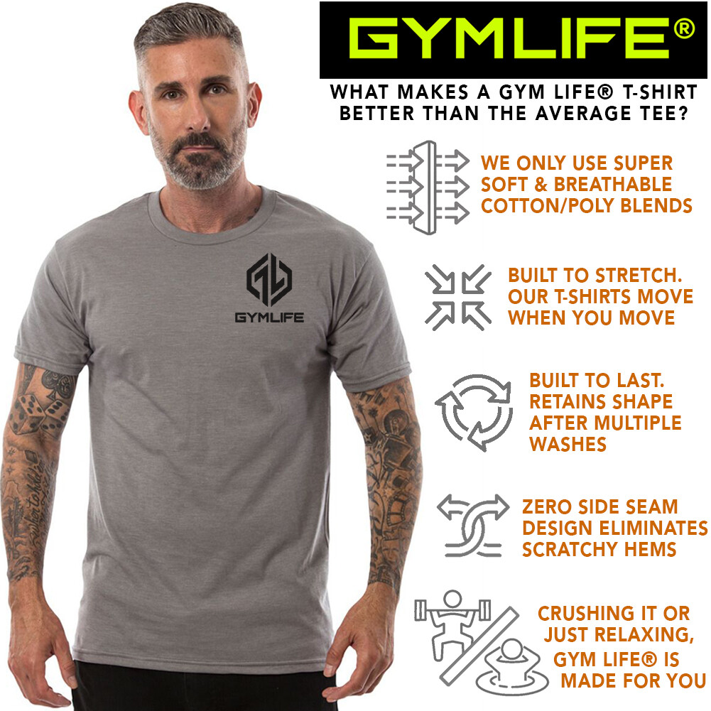 GYM LIFE® Mens Athletic T-Shirt Workout Exercise Fitness Men Tee Shirts, Slate gallery