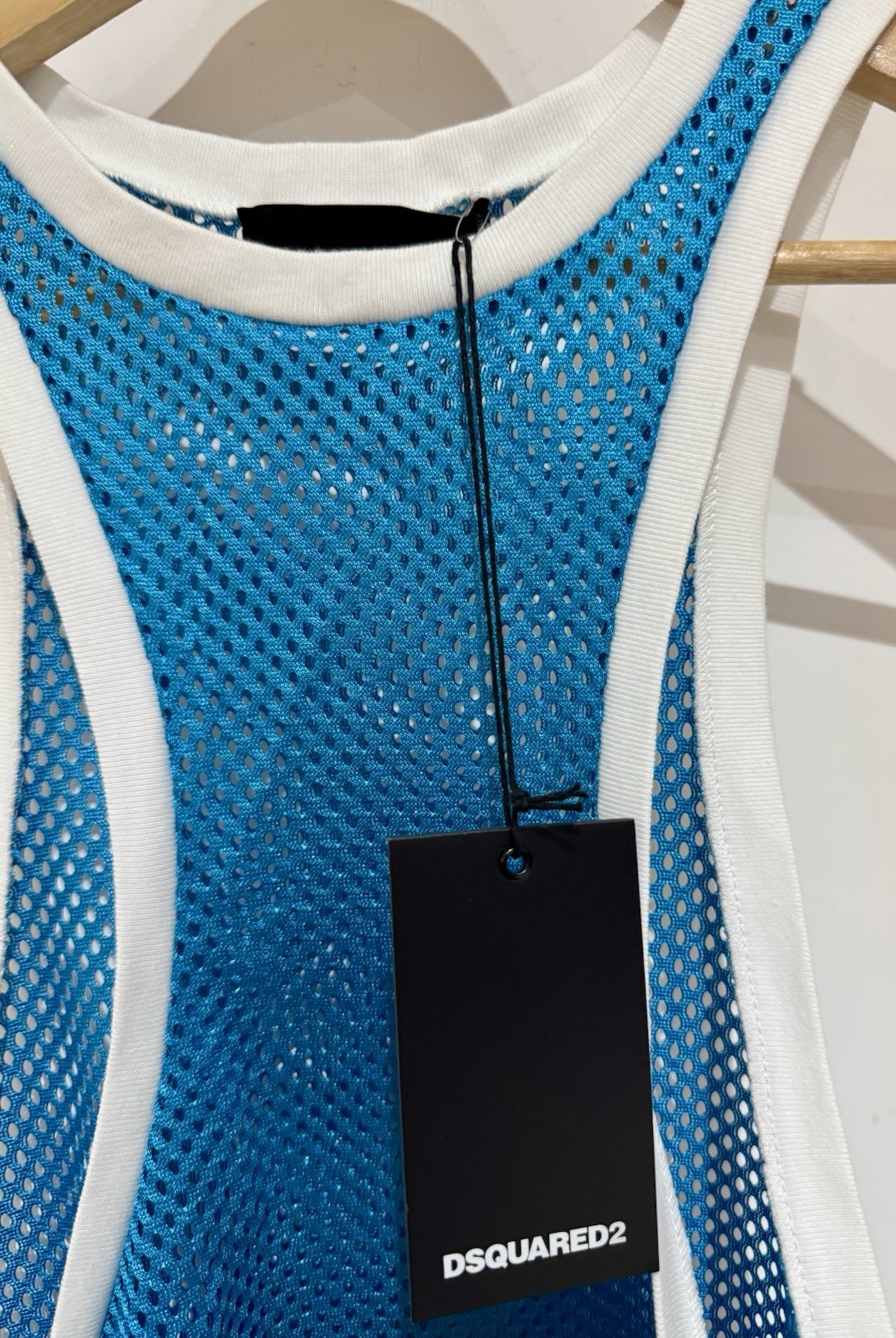 NWT Dsquared2 Men's Runway Blue Mesh Muscle Racer Back Vest Tank Top Size M gallery