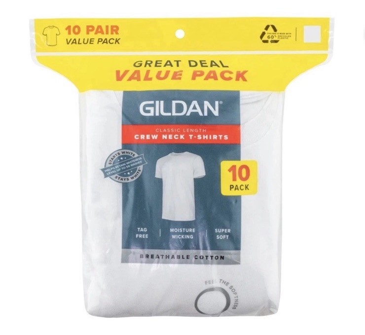 10-Pack GILDAN Men’s Size M Crew Neck T-Shirts Tee Short Sleeve Tag-Free • White