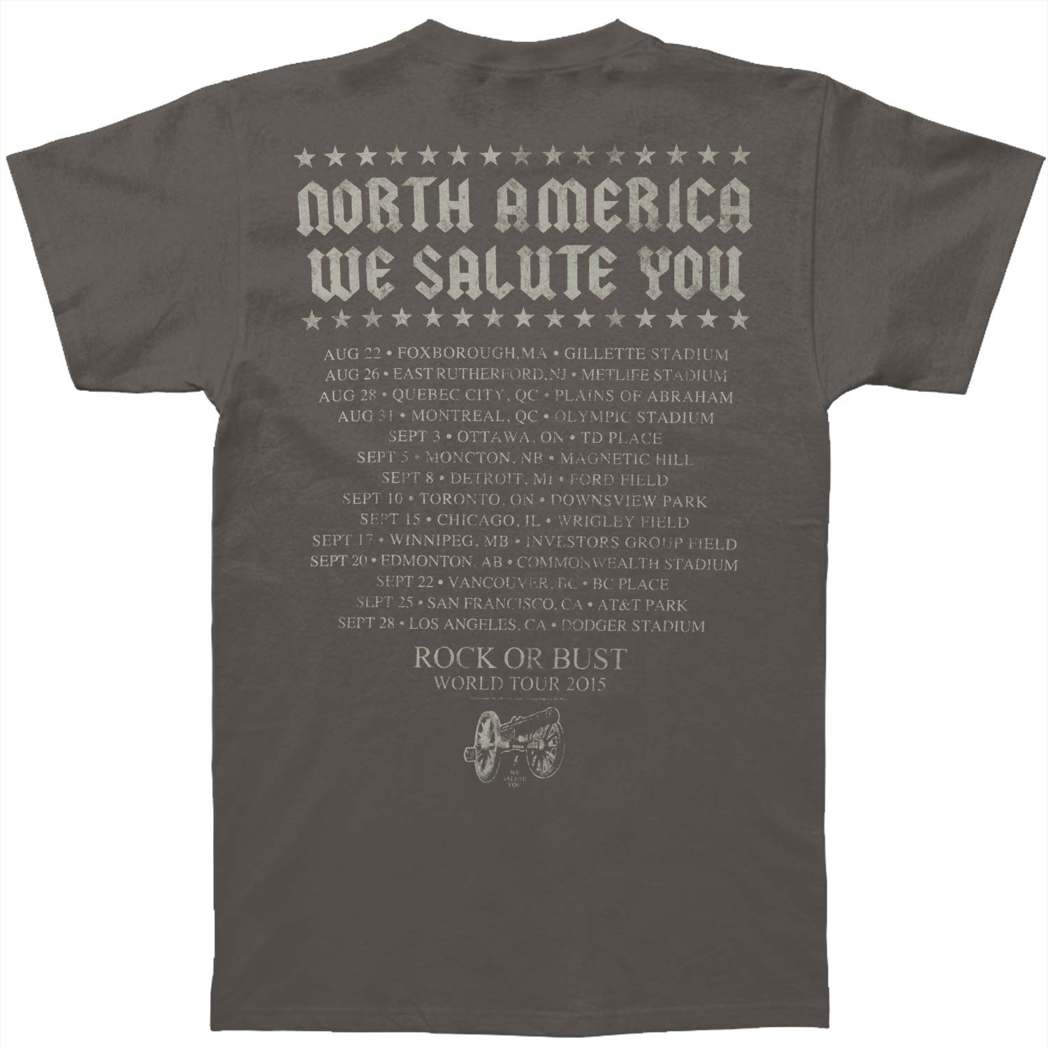 Boys' AC/DC N.A. We Salute You 2015 Tour Tee T-shirt Youth Medium Grey gallery