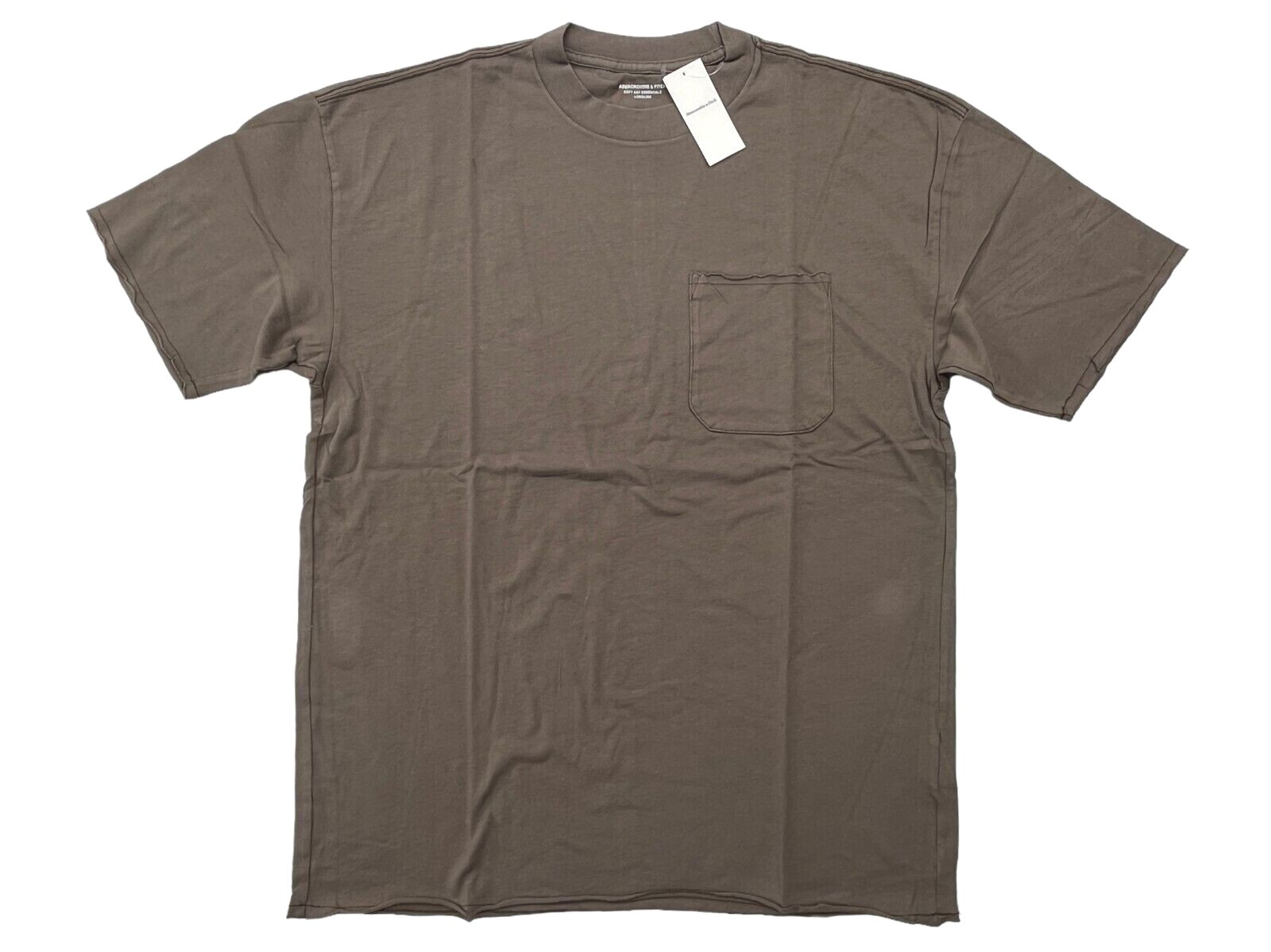 Abercrombie Fitch Mens M Brown Long Length Pocket Relaxed Essential T-Shirt