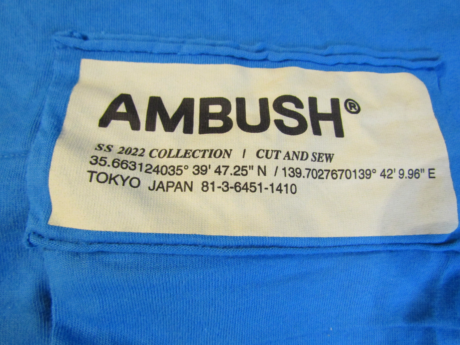 AMBUSH , Deep Wate Blue Packable Waist Pocket Short Sleeve T-shirt NWOT Sz Small gallery
