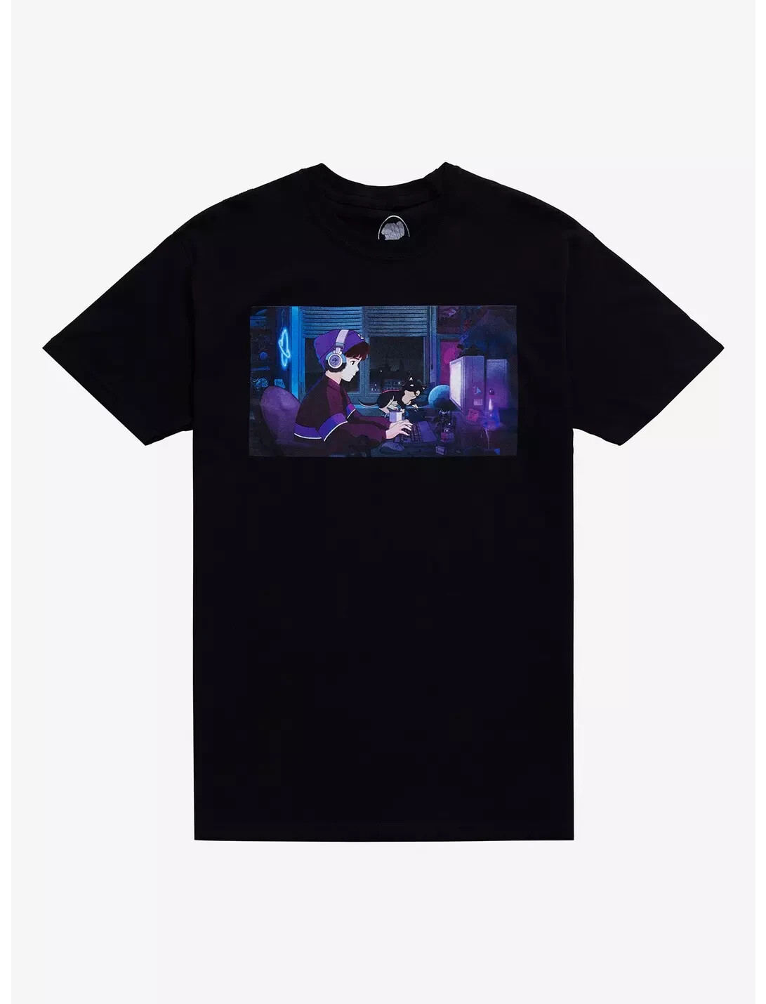 Lofi Girl Mens Lofi Boy With Puppy Lofi Music Black Shirt NWT XS-3XL gallery
