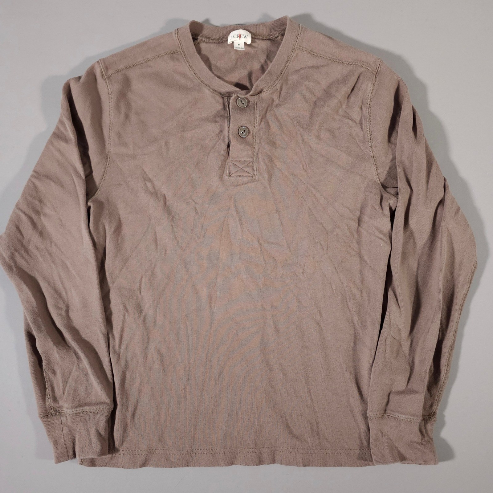 J. Crew Henley Shirt Mens M Brown Long Sleeve Cotton 2-Button Ribbed Cuffs gallery
