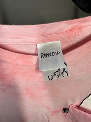 RipNDip Classic Cat Tee Unisex Small Pink Tie-Dye Short Sleeve Breast Pocket