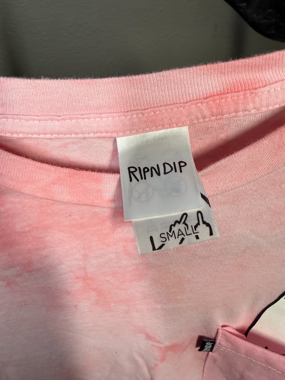 RipNDip Classic Cat Tee Unisex Small Pink Tie-Dye Short Sleeve Breast Pocket gallery