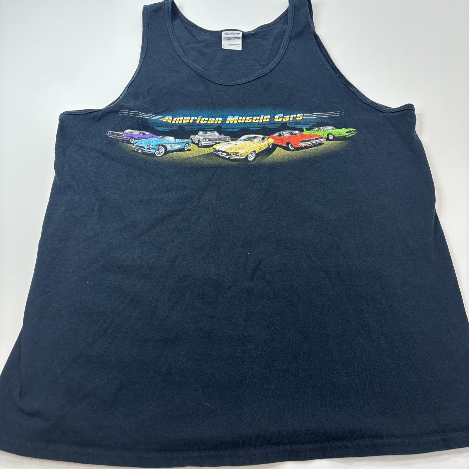 Vintage American Muscle Cars Tank Tee Large Black 90s Firebird Mustang Corvette