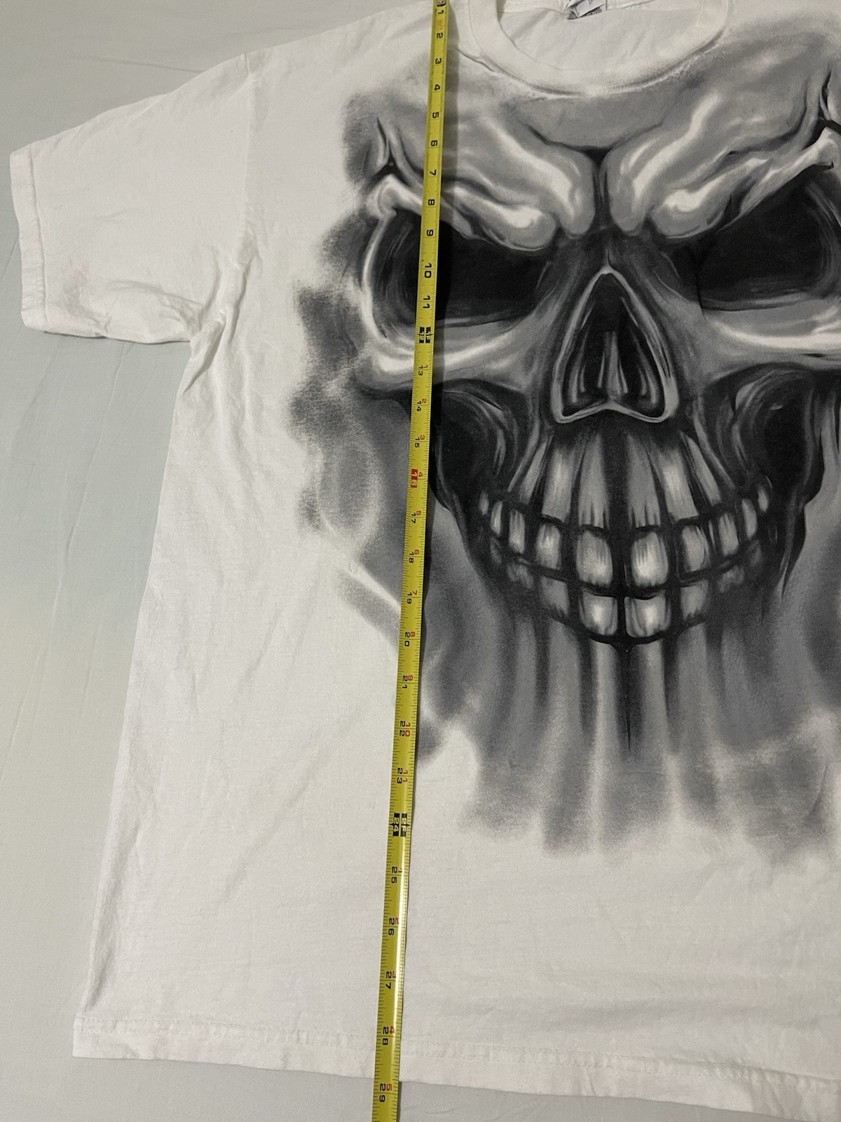 Vintage Y2K Skull Print T Shirt Mens Size XL White Cyber Goth Skater Horror gallery
