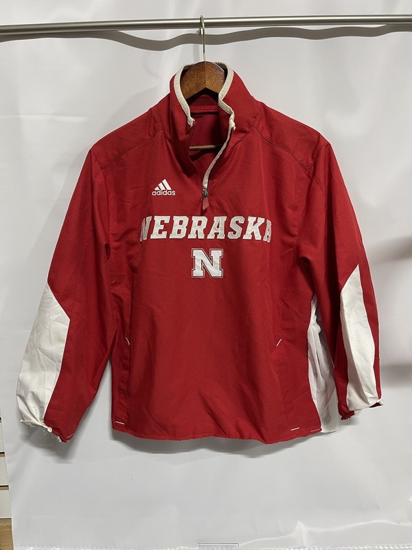 Adidas Size S 1/4 Zip Nebraska Red Pullover Windbreaker Womens