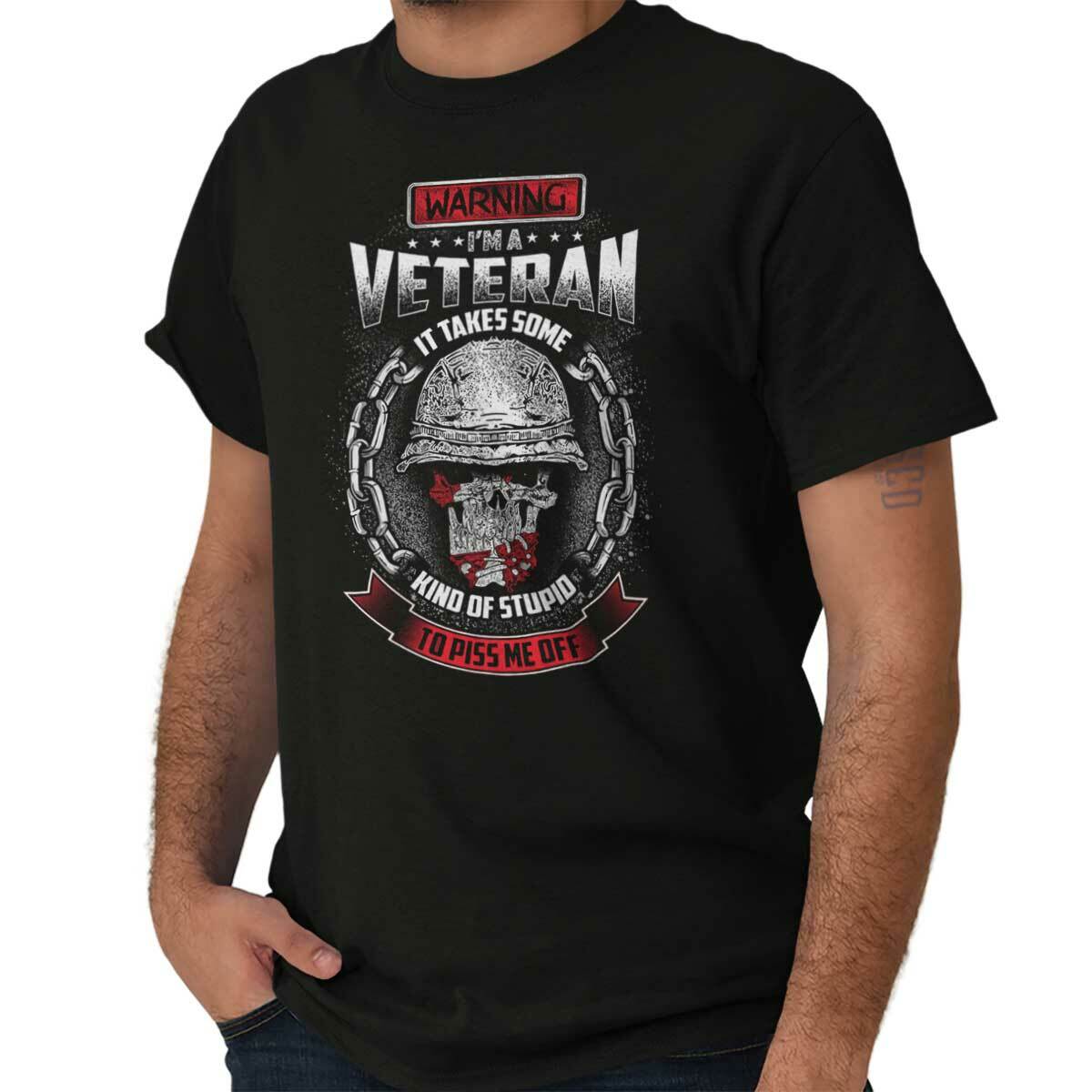 Army Military Skull Veteran Attitude Gift Mens Casual Crewneck T Shirts Tees gallery