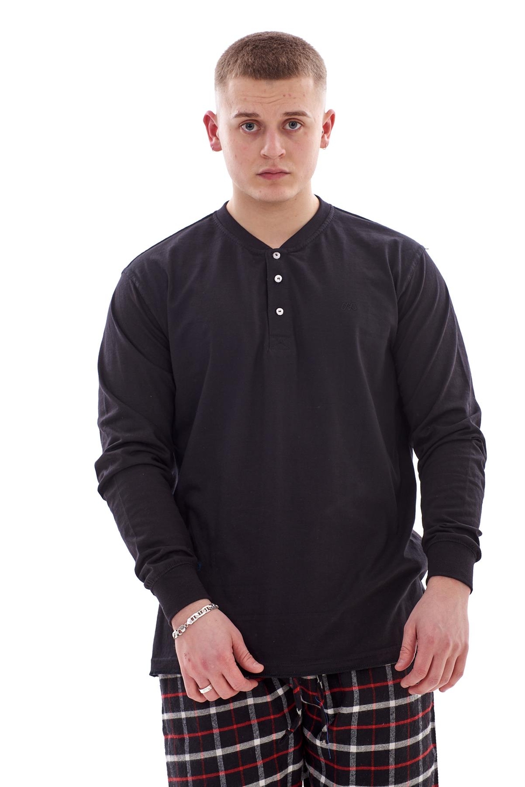 Mens Casual Shirts Jersey Cotton Henley Long Sleeve ribbed cuff Tops T-shirts gallery