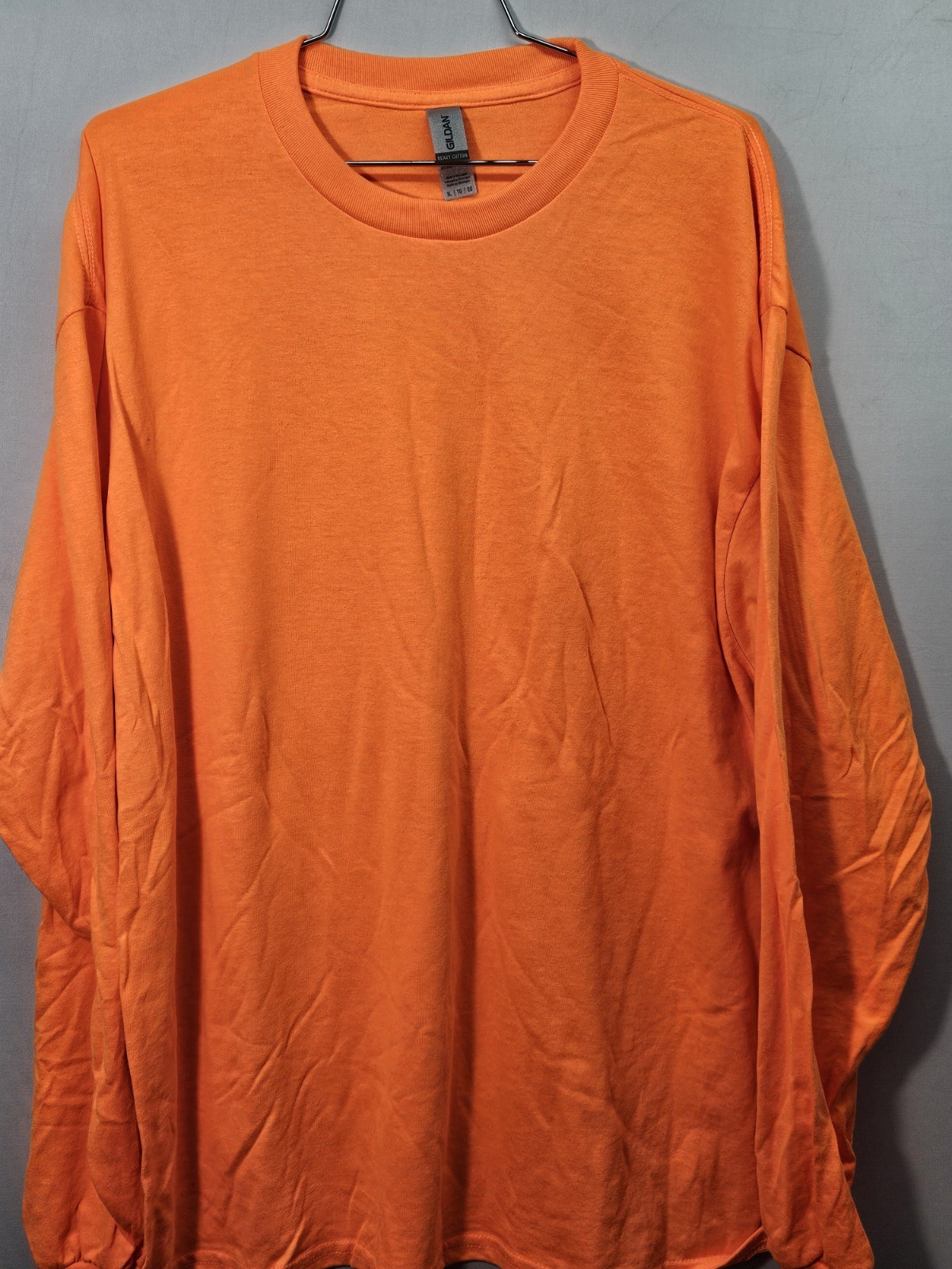 Gildan Ultra Cotton Mens Orange Crewneck Long Sleeve T-Shirt size XL LOT OF 2 gallery