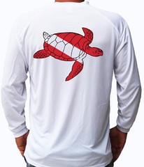 Diver Diving Logo Flag Turtle Long Sleeve UPF 50 T-Shirt Fishing Boat UV