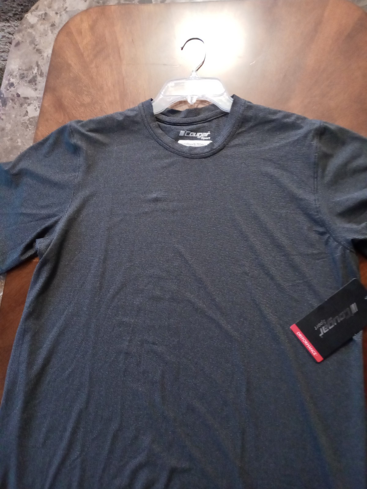 Men's Size LG Crew Neck T-shirt Short Sleeve Top Dark Gray Casual Active Wear T gallery