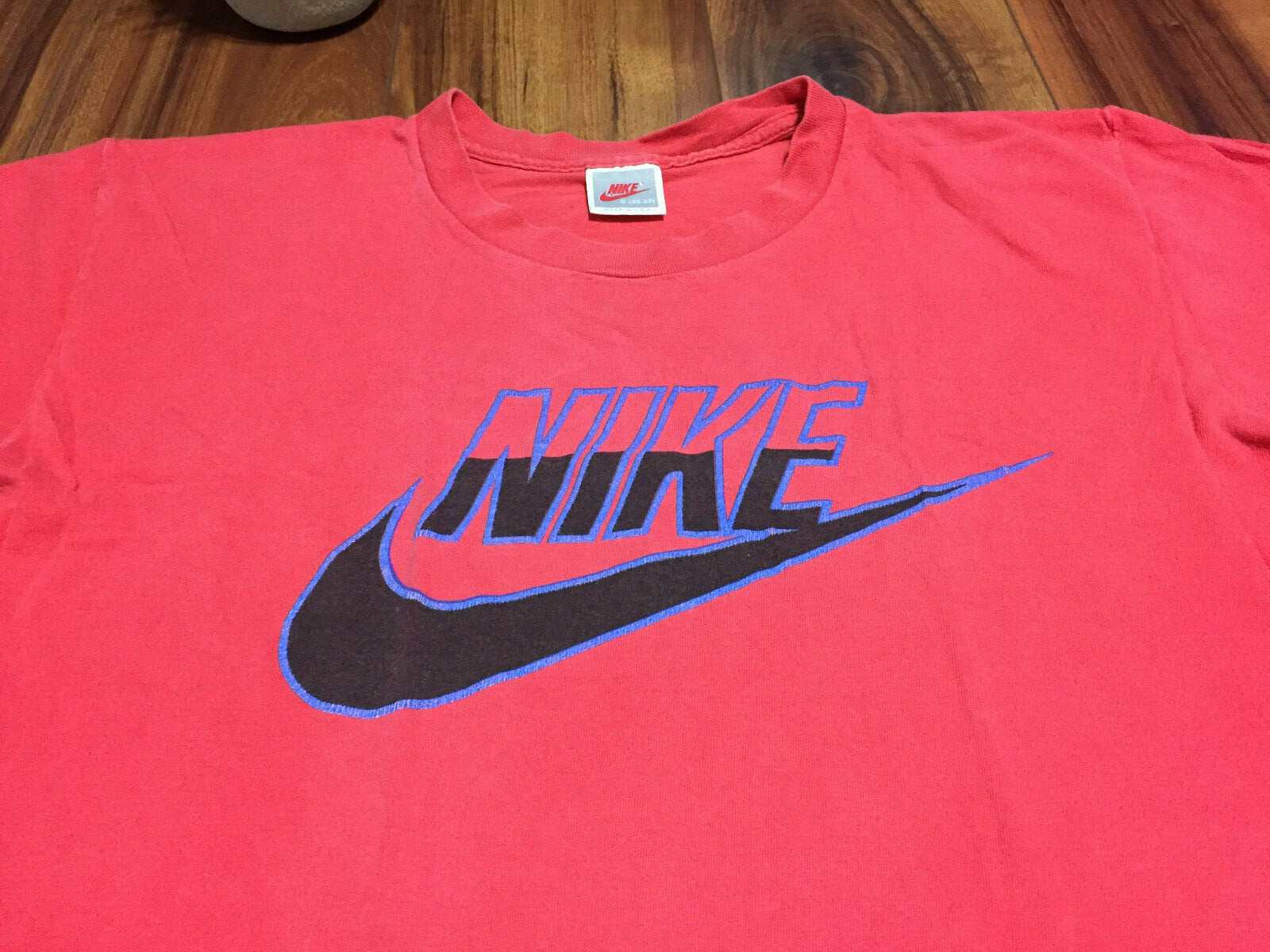vtg 90's NIKE mens "SPELLOUT LOGO" red tag MADE IN USA t-shirt SMALL gallery