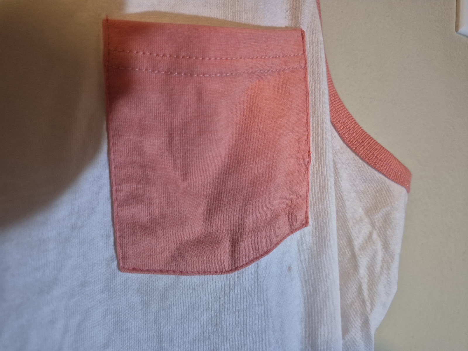Blue Crown Men's White Tank Top Pink Trim Pocket Scoop Neck Sleeveless S gallery