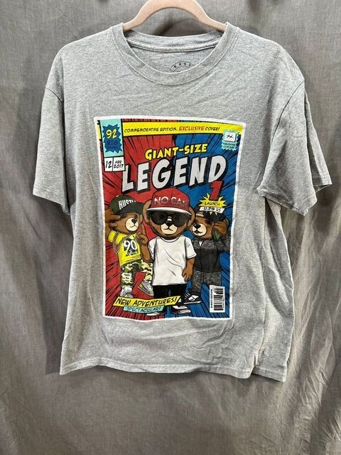 Giant Size Legend Teddy Bear Shirt Adult Large Gray Short Sleeve Tee Mens gallery