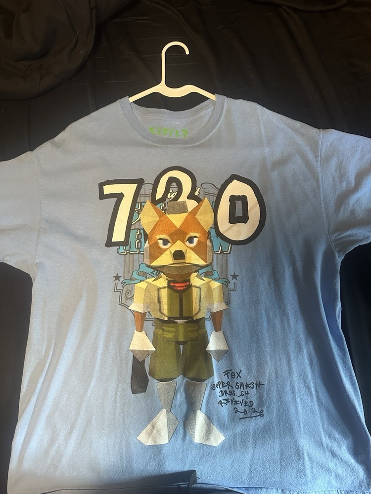 2026 ASSPIZZA Revived Fox Super Smash Bros Tee/ Baby blue / XL
