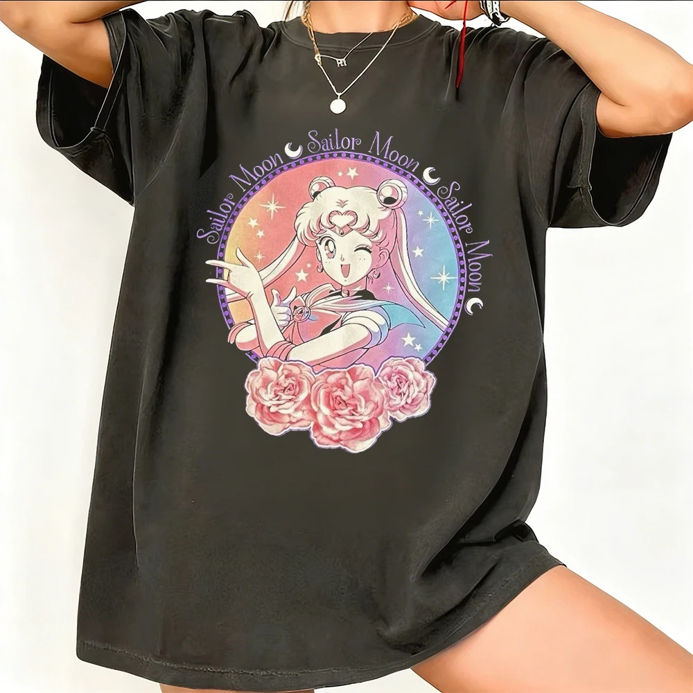 Sailor Moon Retro 90S Anime Graphic T Shirt Summer Cotton Men Women Tee Streetwe gallery