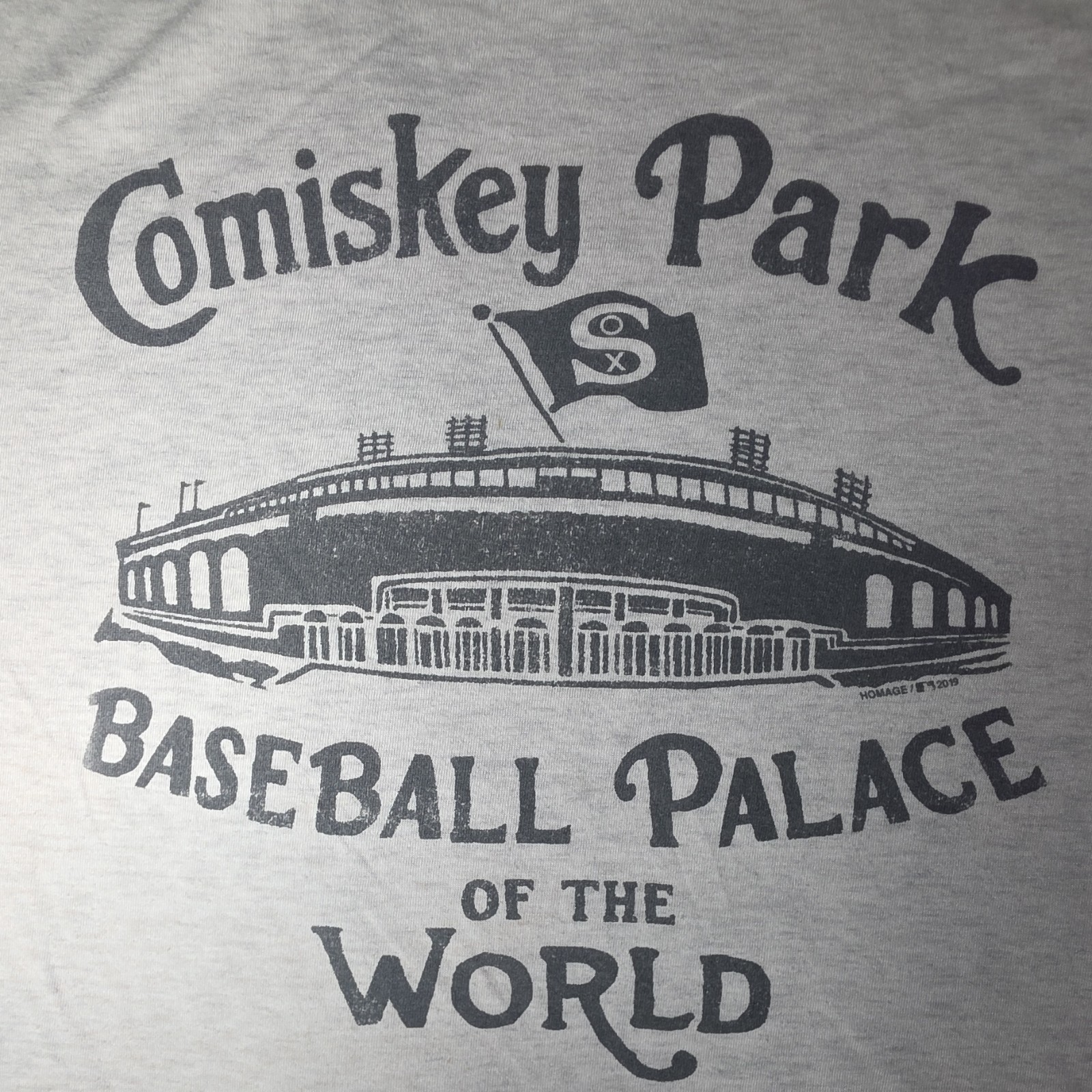 Homage Comiskey Park Graphic Print Men's XL Gray Polyester Cotton Rayon T-Shirt gallery