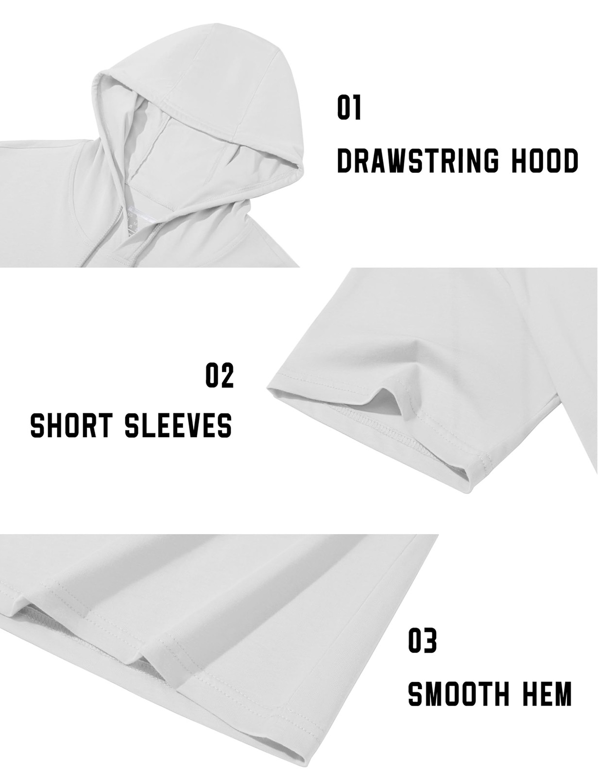Men's Short Sleeve Hoodies Cotton Summer Sweatshirt Breathable Workout Shirts US gallery