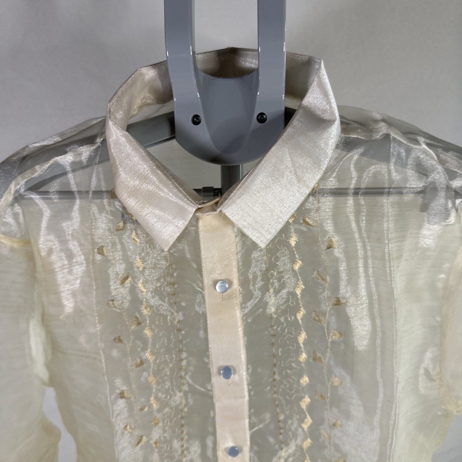 Barong Tagalog Formal Wear Men’s Size XL NWOT Philippines Organza Beige gallery