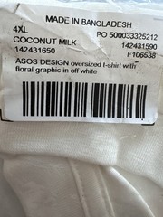 Asos Design Men’s Oversized T-Shirt Tee Floral Graphic Off White Size 4XL NEW